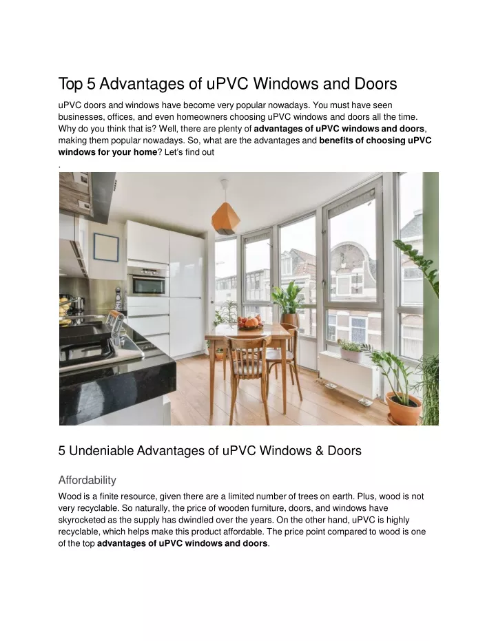 top 5 advantages of upvc windows and doors upvc