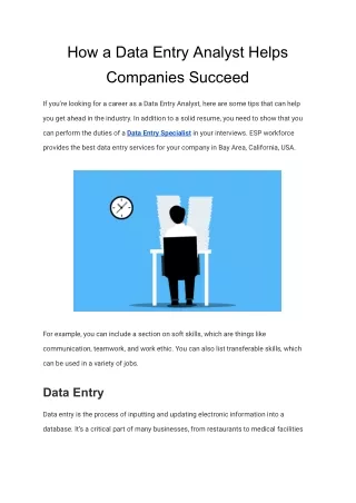 How a Data Entry Analyst Helps Companies Succeed