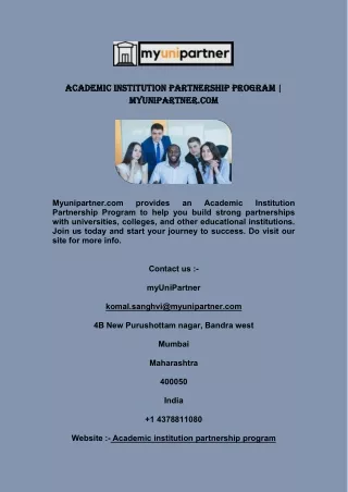 Academic Institution Partnership Program  Myunipartner.com