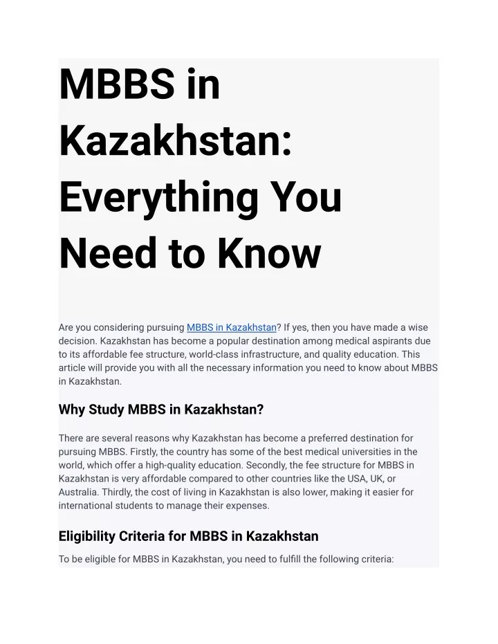 mbbs in kazakhstan everything you need to know