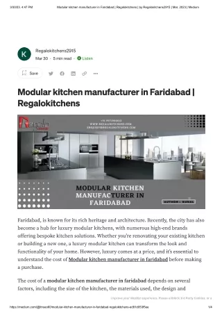 Modular kitchen manufacturer in faridabad | Regalokitchens
