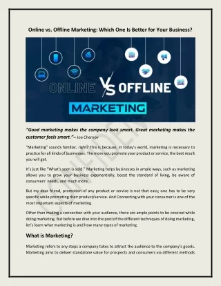 Online vs. Offline Marketing: Which One Is Better for Your Business?