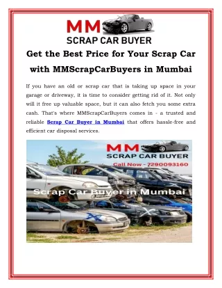 Get the Best Price for Your Scrap Car with MMScrapCarBuyers in Mumbai
