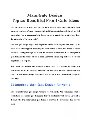 Main Gate Design  Top 20 Beautiful Front Gate Ideas