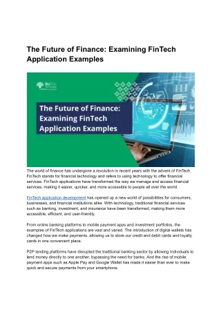 the future of finance examining fintech