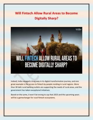 will fintech allow rural areas to become