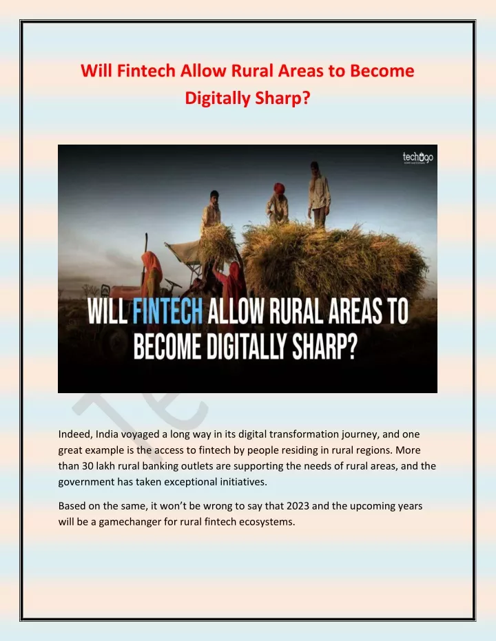 will fintech allow rural areas to become