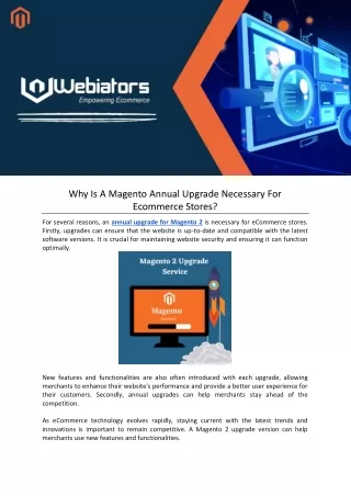 why is a magento annual upgrade necessary