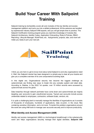 build your career with sailpoint training