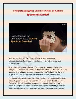 understanding the characteristics of autism