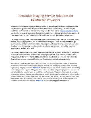 Innovative Imaging Service Solutions for Healthcare Providers