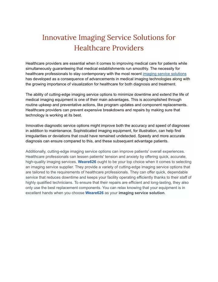 innovative imaging service solutions