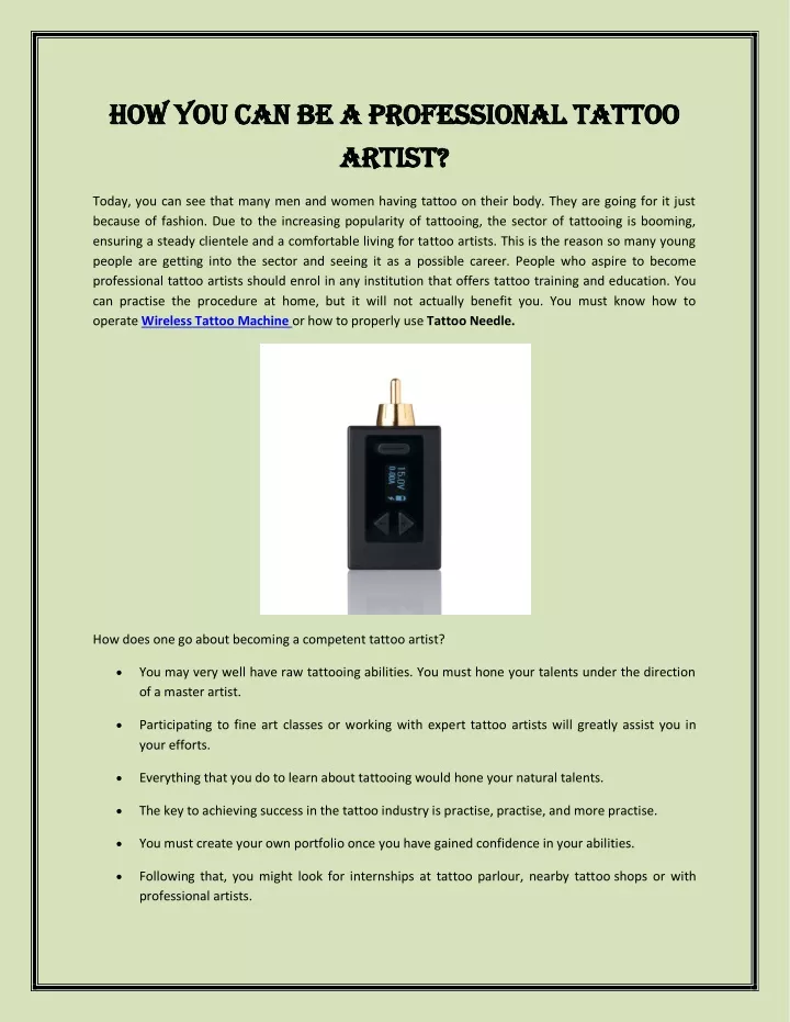 how you can be a professional tattoo