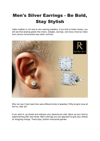 Men's Silver Earrings - Be Bold, Stay Stylish