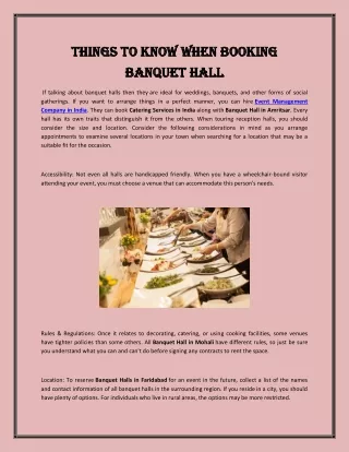 Things to Know When Booking Banquet Hall