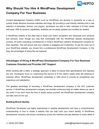 Why Should You Hire A WordPress Development Company For Your Business