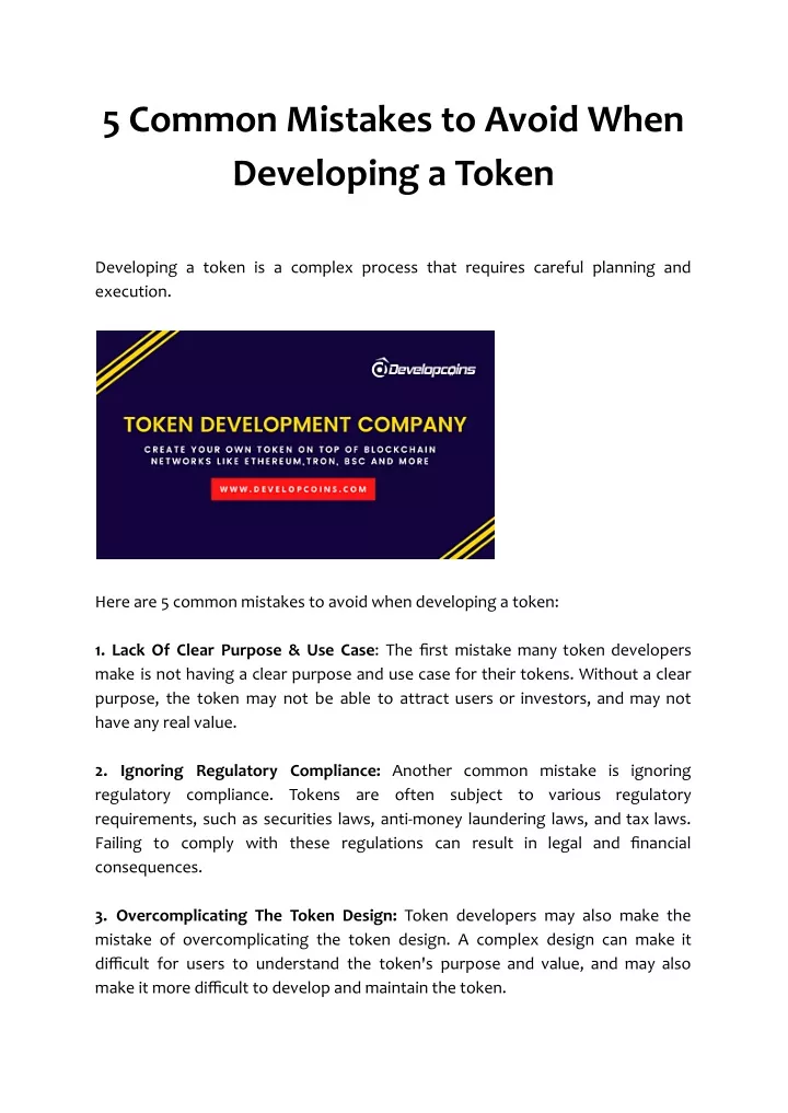 5 common mistakes to avoid when developing a token