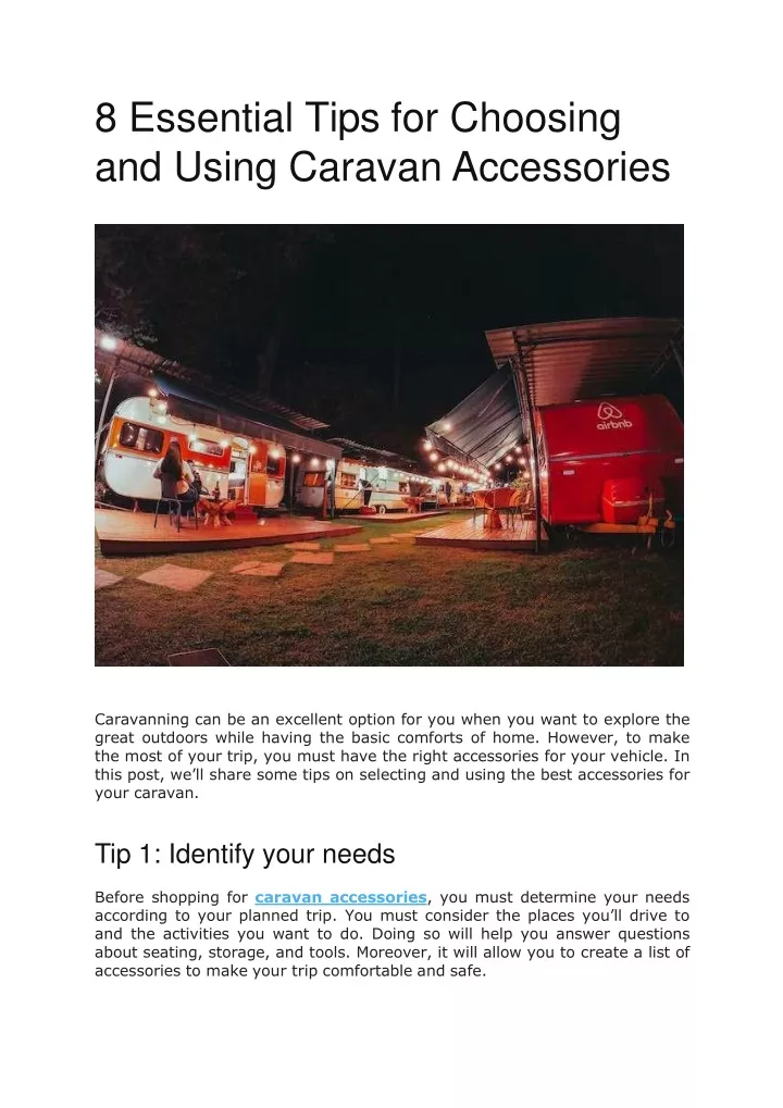 8 essential tips for choosing and using caravan accessories