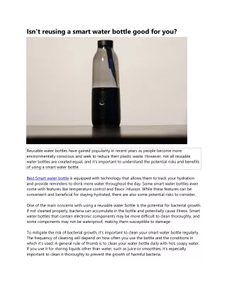 Isn't reusing a smart water bottle good for you?