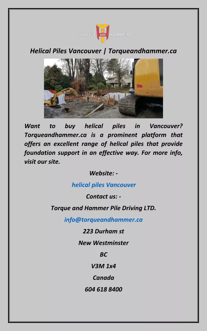 helical piles vancouver torqueandhammer ca