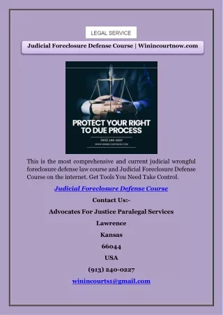 Judicial Foreclosure Defense Course | Winincourtnow.com