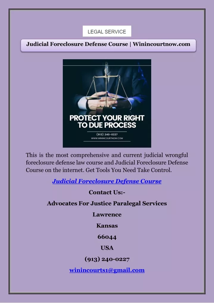 judicial foreclosure defense course winincourtnow