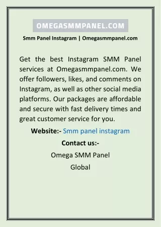 Smm Panel Instagram  Omegasmmpanel