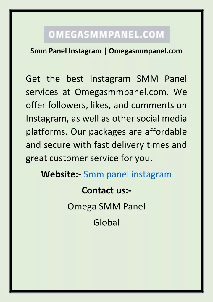 smm panel instagram omegasmmpanel com