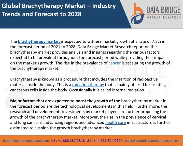 global brachytherapy market industry trends