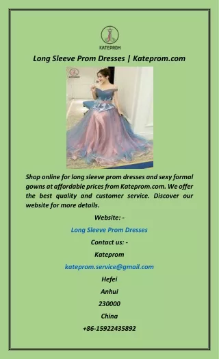 Long Sleeve Prom Dresses  Kateprom