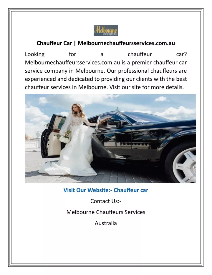 chauffeur car melbournechauffeursservices com au