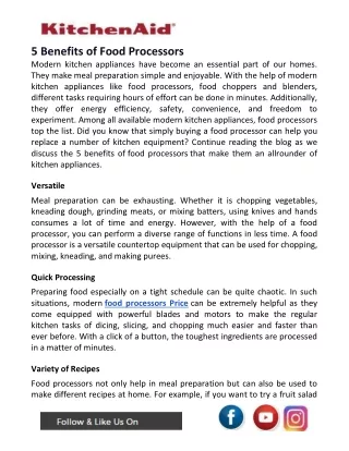 5 benefits of food processors modern kitchen
