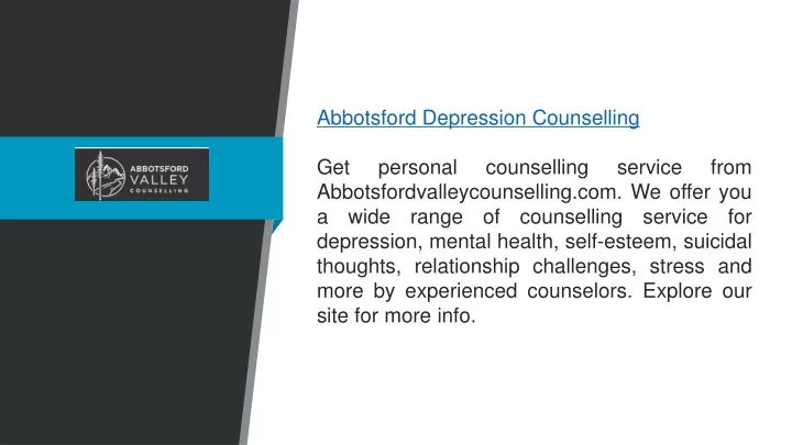 abbotsford depression counselling get personal