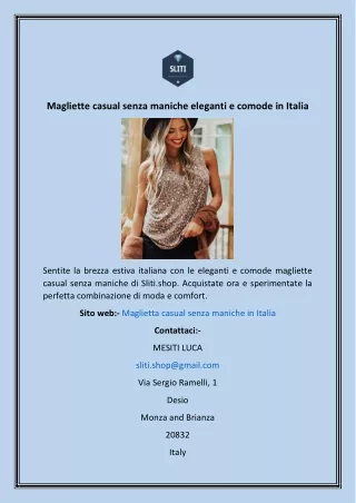 Magliette casual senza maniche eleganti e comode in Italia