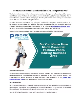 Do You Know How Much Essential Fashion Photo Editing Services Are