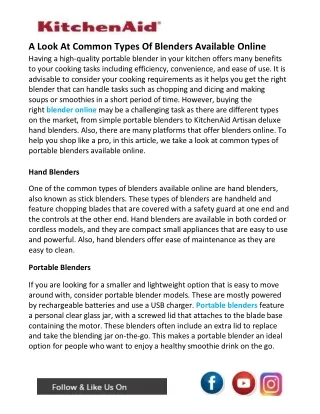 a look at common types of blenders available