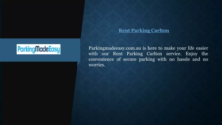 rent parking carlton