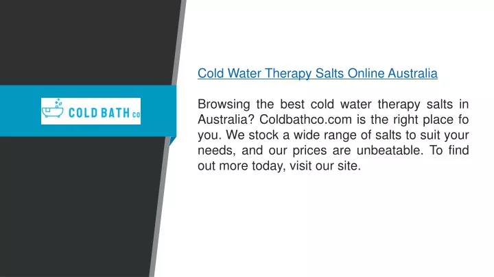 cold water therapy salts online australia