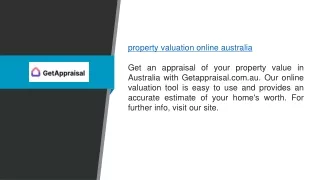 Property Valuation Online Australia  Getappraisal.com.au