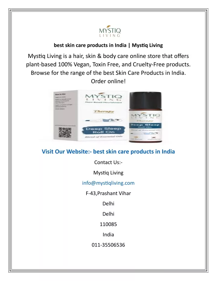 best skin care products in india mystiq living