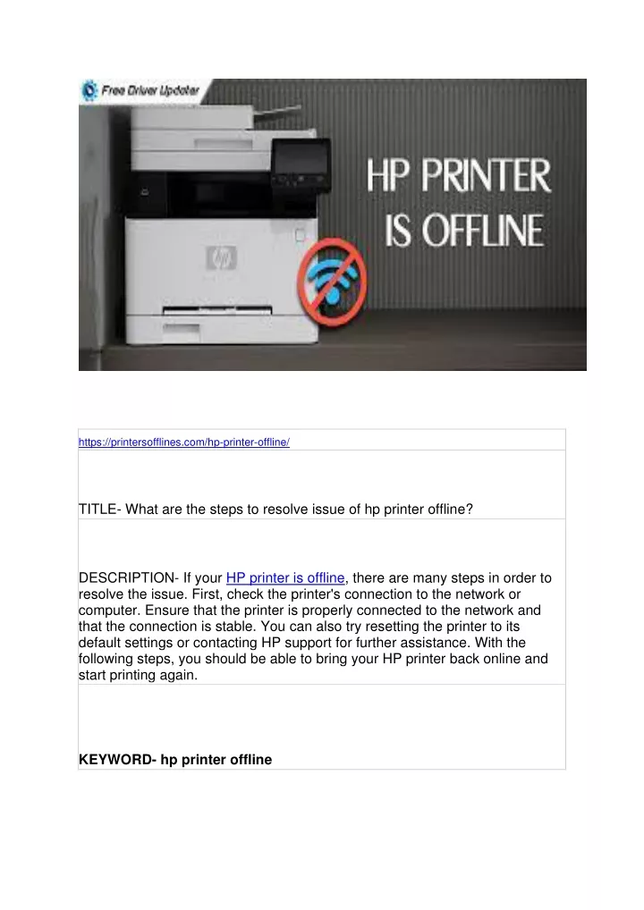 https printersofflines com hp printer offline