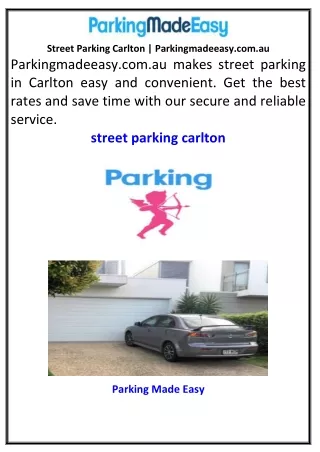 Street Parking Carlton  Parkingmadeeasy.com.au