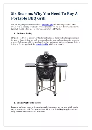 Six Reasons Why You Need To Buy A Portable BBQ Grill