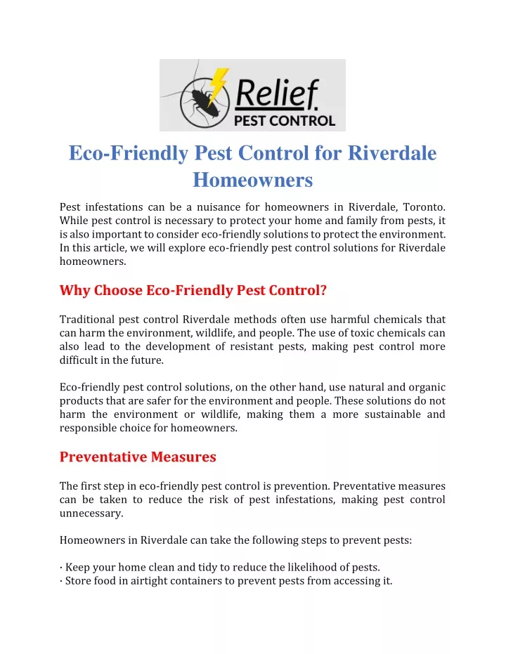 eco friendly pest control for riverdale homeowners