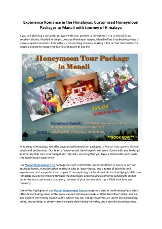 experience romance in the himalayas customized
