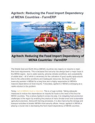 Agritech_ Reducing the Food Import Dependency of MENA Countries - FarmERP