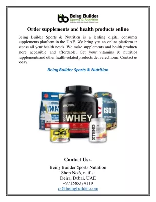 Order supplements and health products online