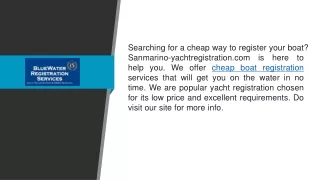 Cheap Boat Registration  Sanmarino-yachtregistration.com;;;