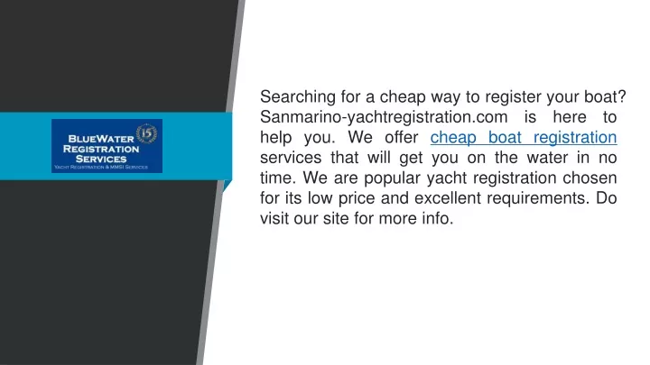 searching for a cheap way to register your boat