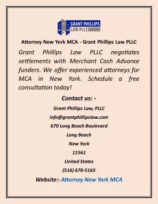 Attorney New York MCA  Grant Phillips Law PLLC